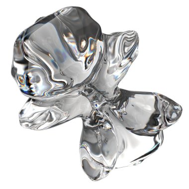 İzole edilmiş Renksiz Organik Cam Güzel Taze Refraksiyon ve Yansıma Modern 3D Soyut Arkaplan Yüksek Kaliteli 3D Görüntü