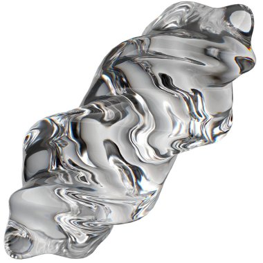 İzole edilmiş Renksiz Organik Cam Açık Kırılma ve Yansıma Modern 3D Soyut Arkaplan Yüksek Kaliteli 3D Görüntü