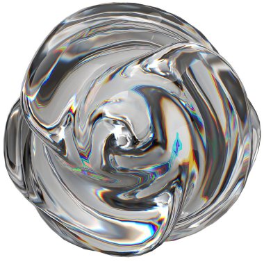 İzole edilmiş Renksiz Organik Cam Serinletici Gizemli Kırılma ve Yansıma Zarif Modern 3D Çizim Soyut Arkaplan Yüksek Kaliteli 3D Görüntü