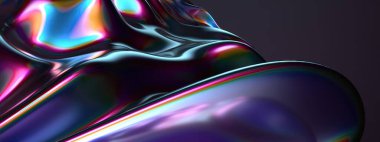 Krom Gökkuşağı Yansıma Metal Dalgalanma Sıvı Çağdaş Yüzey Zarif Modern 3D Soyut Arkaplan Yüksek Kaliteli 3D Görüntü