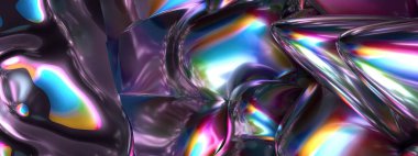 Krom Gökkuşağı Yansıma Metal Dalgalanma İzlenimcisi Boya Sıvı Zarif Modern 3D Yapılandırma Soyut Arkaplan Yüksek Kaliteli 3D Görüntü