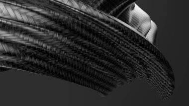 Black Wavy Karbon Malzeme Perdesi Bezier Eğri Sakin Modern 3D Soyut Arkaplan Yüksek Kaliteli 3D Görüntü