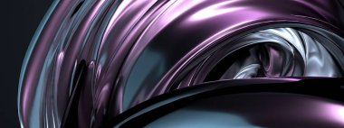 Pembe ve Mavi Dalgalı Metal Tabaka Yansıtıcı Hassas Modern 3D Görüntü Özeti Yüksek Kaliteli 3D Görüntü