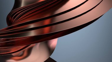 Bakır Metal Doku Dalgalı Perde Şık Birleşik Modern 3D Görüntü Soyut Arkaplan Yüksek Kaliteli 3D Görüntü