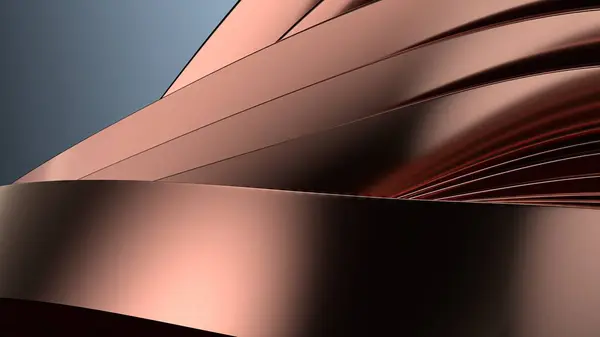 Bakır Metal Doku Dalgalı Perde Karanlık Atmosfer Modern Sanatsal Zarif Modern 3D Çizim Soyut Arkaplan Yüksek Kaliteli 3D Resim