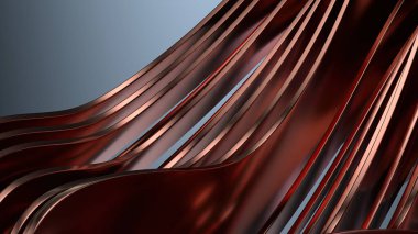 Copper Metal Texture Wavy Curtain Calm Luxury Elegant Modern 3D Rendering Abstract Background High quality 3d illustration clipart