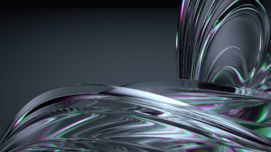 Kristal ve Cam Krom Kırılma ve Yansıma Organik Taze Zarif Modern 3D Soyut Arkaplan Yüksek Kaliteli 3D Görüntü