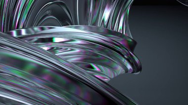 Kristal ve Cam Krom Kırılma ve Yansıma Şeffaf Şeffaf Modern 3D Çizim Soyut Arkaplan Yüksek Kaliteli 3D Görüntü