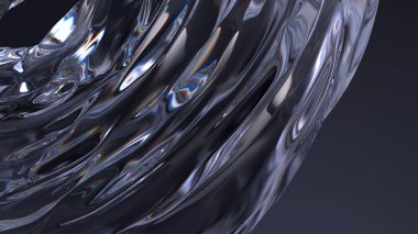 Karanlık Atmosfer Temiz Cam Lüks Bezier Eğri Modern 3D Soyut Arkaplan Yüksek Kaliteli 3D Görüntü