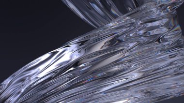 Karanlık Atmosfer Temiz Cam Lüks Bezier Eğri Modern 3D Soyut Arkaplan Yüksek Kaliteli 3D Görüntü