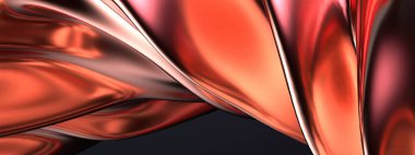 Bakır Metal İnce Tabaka Yüzeyleri, Yer Değiştirme, Sıvı benzeri Zarif ve Modern 3D Yapılandırma Soyut Arkaplan Yüksek Kaliteli 3D Görüntü