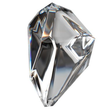 İzole edilmiş Renksiz Gemstone, Kristal Taze Gizemli Kırılma ve Yansıma Modern 3D Soyut Arkaplan Yüksek Kaliteli 3D Görüntü