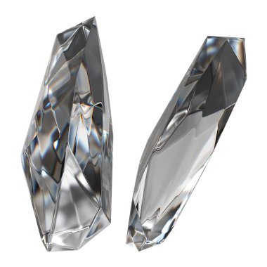 İzole edilmiş Renksiz Gemstone, Kristal Tazeleyici Taze Kırılma ve Yansıma Modern 3D Soyut Arkaplan Yüksek Kaliteli 3D Görüntü