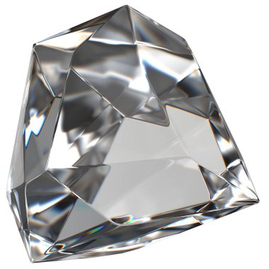 İzole edilmiş Renksiz Gemstone, Kristal Şeffaf Taze Kırılma ve Yansıma Modern 3D Soyut Arkaplan Yüksek Kaliteli 3D Görüntü