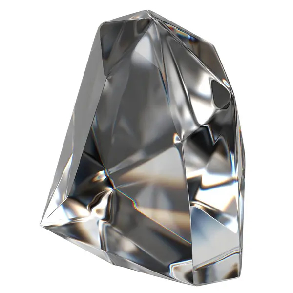 隔離された無色の宝石 水晶有機明確な屈折および反射の優雅な現代3Dレンダリング抽象的な背景の良質の3Dのイラスト — ストック写真