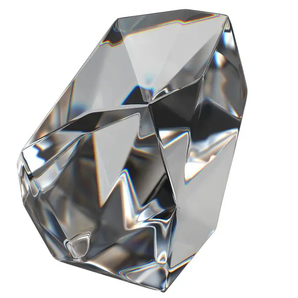 隔離された無色の宝石 水晶は新鮮な屈折および反射優雅な現代3Dレンダリング抽象的な背景の良質3Dのイラスト — ストック写真