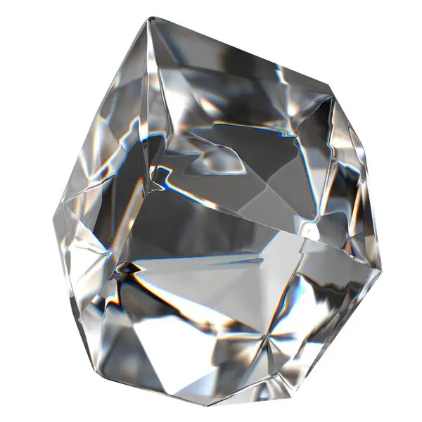 Isolerad Färglös Ädelsten Crystal Cool Clear Refraktion Och Reflektion Elegant — Stockfoto