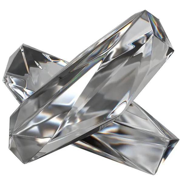 Isolerad Färglös Gemstone Crystal Organic Clear Refraktion Och Reflektion Elegant — Stockfoto