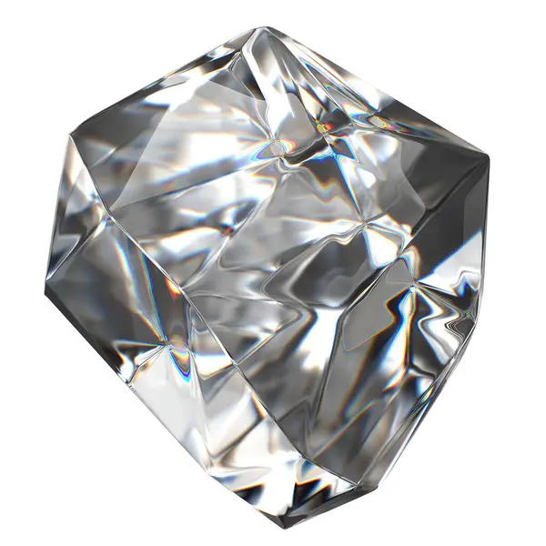 Isolerad Färglös Gemstone Crystal Clear Fräsch Refraktion Och Reflektion Elegant — Stockfoto