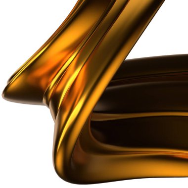 Altın Modern Sanat Eğri Yalıtılmış Metal Organik Tabaka Zarif Modern 3D Yapılandırma Soyut Arkaplan Yüksek Kaliteli 3d