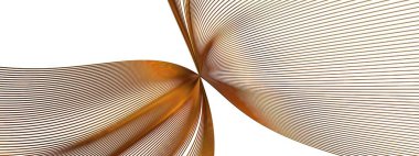 Altın ince metal çizgilerinin bezier kıvrımlarından yapılmış zarif modern sanat soyut arkaplan oluşturan soyut 3D resim