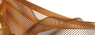 Modern sanat eğrisi, Zarif Modern 3D izole edilmiş Soyut arka plan Altın ince metal çizgilerinin bezier eğrileri Yüksek kaliteli 3d illüstrasyon