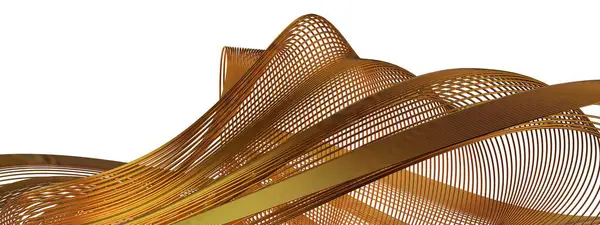 Altın İnce Metal Çizgilerinin Modern Bezier Eğrileri Lüks Sanatsal İzole Edilmiş Modern 3D Soyut Arkaplan Yüksek Kaliteli 3D Görüntü