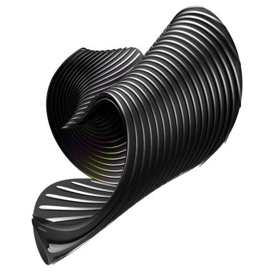 Siyah ve gökkuşağı metal dalgalı bant Bezier eğrisi birleştirilmiş yalıtılmış Elegant Modern 3D Rending soyut arkaplan Yüksek kaliteli 3d resim