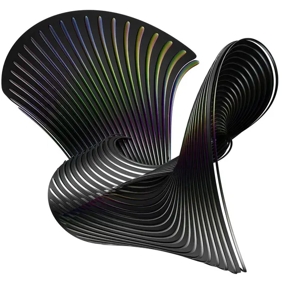 Siyah ve gökkuşağı metal dalgalı bantlar Karanlık atmosfer şıklığı Elegant Modern 3D görüntüleme soyut arkaplan yüksek kaliteli 3D illüstrasyon