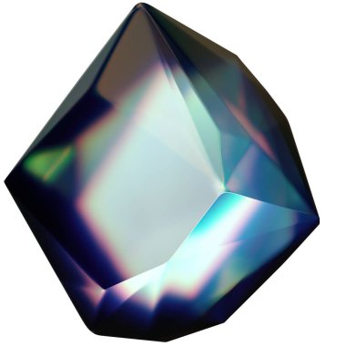 Karanlık Atmosfer Mücevherine benzeyen Şeffaf Güç Taşı, Bulutlu İzole Modern 3D Soyut Arka plan Yüksek Kaliteli 3D Görüntü