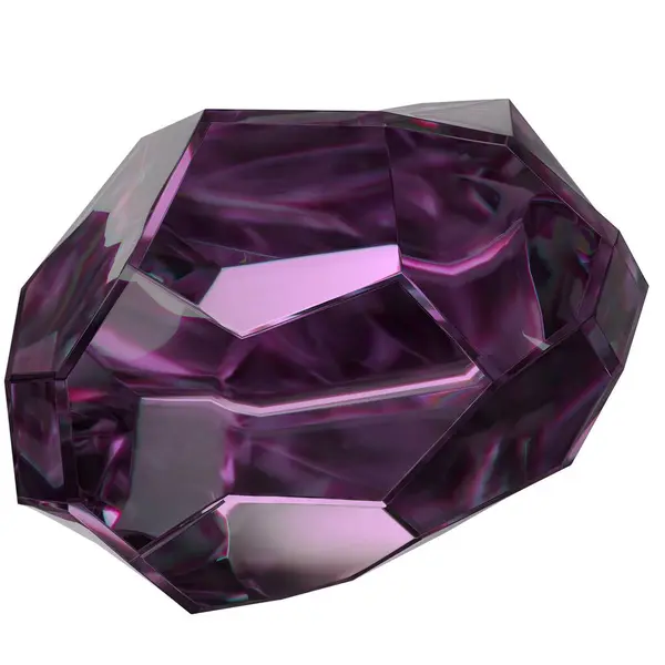 紫水晶矿石状的权力石美丽而神秘的孤立的雅致现代3D渲染抽象背景高品质3D插图 — 图库照片