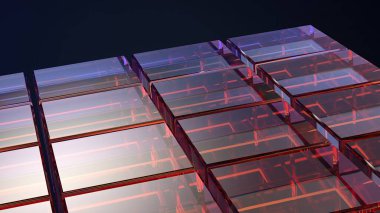 Turuncu ve Mor Küp Şekli Geometri Zarif Modern 3D Yapılandırma Soyut Arkaplan Yüksek Kaliteli 3D Görüntü