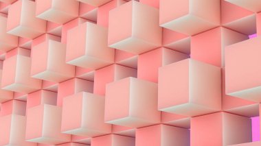 Turuncu ve Pembe Pop Küp Şekli Modern 3D Soyut Arkaplan Yüksek Kaliteli 3D Görüntü