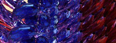 Mavi ve Turuncu Kristal Küre Bilimsel Yansıma ve Yansıma Zarif ve Modern 3D Soyut Arkaplan Yüksek Kaliteli 3D Görüntü