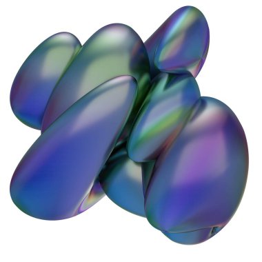 Organik Krom Yansıtıcı Metal Geometri İzlenimci Yüzeysel Yaratık Zarif Modern 3D Yapılandırma Yüksek Kaliteli 3D Görüntü