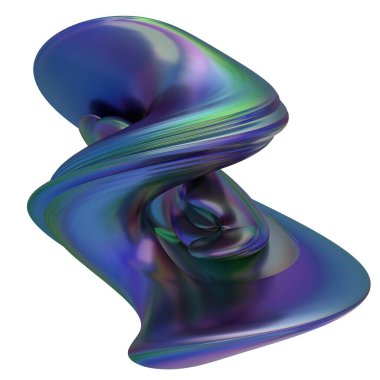 Organik Krom Yansıtıcı Metal Geometri Empresyonist Yaratık benzeri İzole Edilmiş Modern 3D Yapılandırma Yüksek Kaliteli 3D Resim
