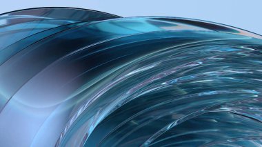 Taze Organik Bezier Virajları tarafından Mavi Kristal Zarif ve Modern 3D Yapılandırma Soyut Arkaplan Yüksek Kaliteli 3D İllüstrasyon