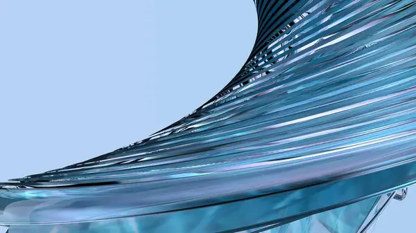 Elegant and Modern 3D Rendering Abstract Background with Transparent Lush Modern Art Bezier Curves in Blue Crystal High quality 3d illustration