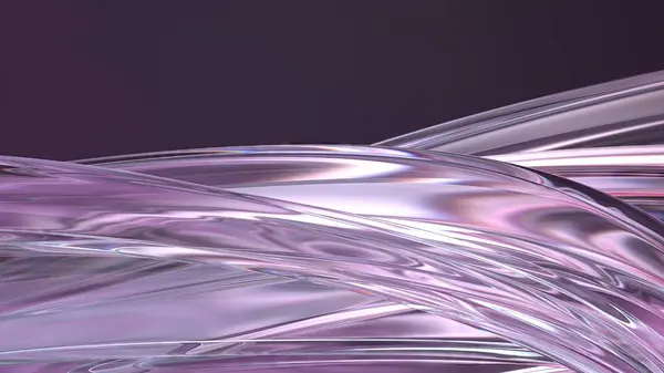 Metal Dalga benzeri Tabak Gökkuşağı Yansıması Bezier Eğrisi Modern 3D Soyut Arkaplan Yüksek Kaliteli 3D Görüntü