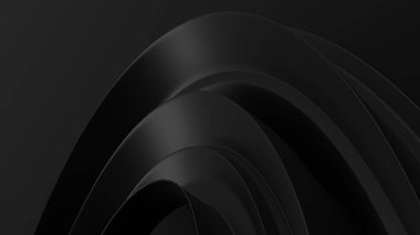 Siyah Hassas Bezier Eğrisi Zarif Modern 3D Soyut Görünüm Arkaplanı Kıvrımlı Yüksek Kaliteli 3D Görüntü