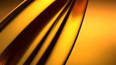 Lüks hissi veren metalik altın kıvrımlı nazik bir eğri içeren soyut bir arkaplanın zarif ve modern üç boyutlu görüntüsü. Yüksek kalite 3d illüstrasyon