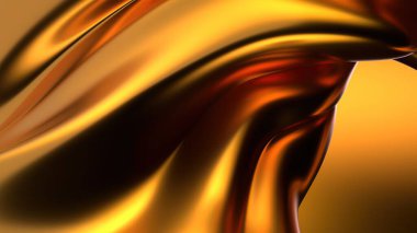 An abstract background featuring a metallic gold twisted gentle curve that represents modern delicacy, elegantly and modernly rendered in 3D. High quality 3d illustration clipart