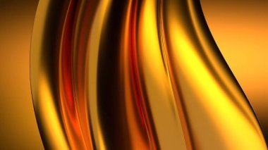 An elegant and modern 3D rendering of an abstract background featuring a metallic gold twisted gentle curve, showcasing the allure of contemporary art. High quality 3d illustration clipart