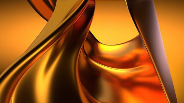 An elegant and modern 3D rendering of an abstract background featuring a metallic gold twisted gentle curve, exuding a sense of luxury and contemporary art. High quality 3d illustration clipart