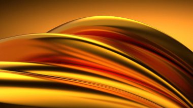 An elegant and modern 3D rendering of an abstract background featuring a metallic gold twisted gentle curve. High quality 3d illustration clipart