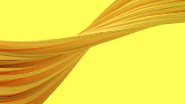 An elegant and modern 3D rendering of an abstract background featuring a matte twisted curtain-like design in yellow, conveying a sense of luxury with contemporary curves. High quality 3d illustration clipart