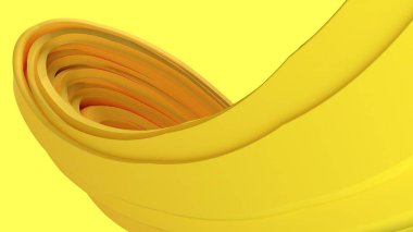 An elegant and modern 3D rendering of an abstract background featuring a matte twisted curtain-like design in yellow, showcasing artistic curves. High quality 3d illustration clipart