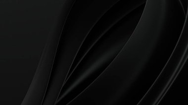 Siyah bir mat yüzeyi ve hassas eğriler içeren şık bir atmosferle lüks ifade eden soyut bir arkaplanın zarif ve modern bir 3D görüntüsü. Yüksek kalite 3d illüstrasyon