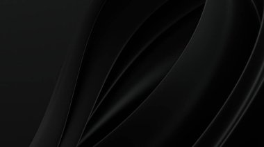 Çağdaş sanatta şık bir atmosfer yayarak, siyah bir mat yüzeyinde zarif ve modern kıvrımlar tarafından yaratılmış, soyut bir arka plan. Yüksek kalite 3d illüstrasyon