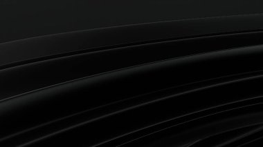 Zarif ve modern 3D görüntülemenin soyut bir arka planı, lüks eğrilerin yarattığı sofistike bir atmosfere sahip parlak bir siyah mat yüzeyi. Yüksek kalite 3d illüstrasyon